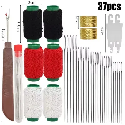 39PCS DIY Sewing Needle Set Big Eye Needle with Thread Clothing Sewing Manual Sewing Needle and Thread Set Home Tool
