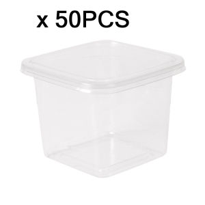 50Pcs Dessert Container Transparent With Lid Plastic Cups Dessert Acrylic Food Cake Cup