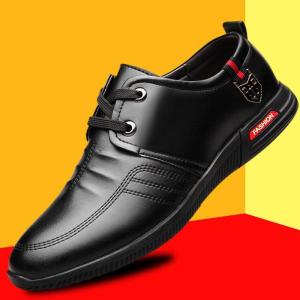 Brand GenGeGo COD (Datang Dalam 3 Hari)Sepatu penjara untuk pria Gaya Kasual Inggris Slip-on Black Shoes Mens Trend Fashion Design