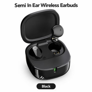 12D Wireless Semi In Ear Earbuds Ultra Compact Lightweight Bluetooth Earphones HiFi Stereo Low Latency Touch Control Noise Reduction Built In Mic Clear Calls Fast Charging 8 Hour Playtime Mini Charging Case Android IOS Compatible