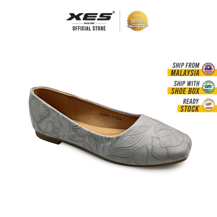 XES Women LCAH351 Textured Slip-On Casual Ballet Flat Grey