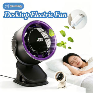 Runvictor Portable Clip Fan Mini Desk Fan Usb Rechargeable Digital Display Led Light 5 Speed Rumah Tangga Travel
