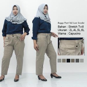 Putri Nasya Celana OverSize Tali Karet / Celana Wanita Kerja Kantor Bahan Katun Formal / Celana Baggy Pants Super BigSize Cream Abu Hitam Moca Capucino / Pakaian Kekinian Wanita