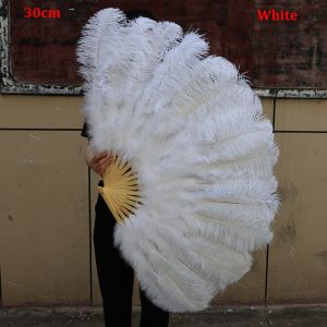 FZIPUA 3052cm 3560cm Handheld Fur Fan Runway Props Big Red Ostrich Carnival Belly Dance Stage Fan High Quality 12 Bones Performance Fur Fan Crafts