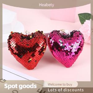 Heabety Fashion Creative Cute Colorful Plush Peach Heart Keychain Bag Pendant Charms Car Key Accessories Trinket For Girl Fashion Keyring