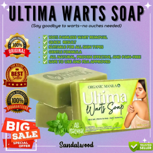 Best Seller ULTIMA WARTS SOAP 100G | Effective and Painless Way to Remove Warts Skin Tags Moles Milia Plantar Warts & Chicken Eye Filamentous Warts | Prevents Itchy & Anti-Microbial Soap For Body & Face | 100% Natural Herbal Cleansing Soap