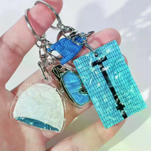 1Pc Swimming Hat Car Key Ring Creative Swimming Pool Wavy Keychain Decoration Bag Pendant Swimmers Gift