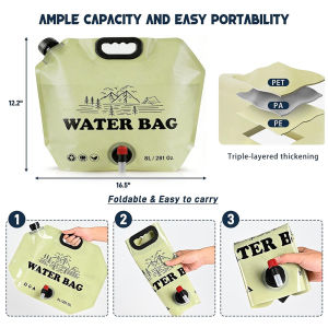 ECILY 8/12L Portable Foldable Water Bag 281oz Camping Water Container with Spigot Handle Lightweight Collapsible Water Jug for Hiking Travel Picnic BBQ Beach RV Emergency