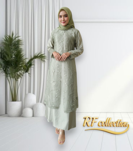 Gamis Hena Brukat Mutiara Motif Terbaru