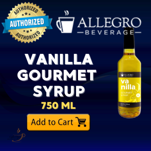 ALLEGRO Vanilla Syrup 750ml | USA-Made Coffee Syrup for Coffee Milk Tea Italian Soda Cocktails & Desserts