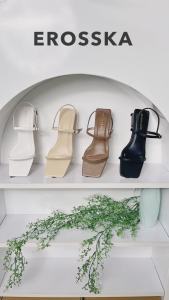 ǐErosska - Peep Toe Peep Toe High Heel Sandals With Thin Straps And Square Heels 4cm In Brown - EM079