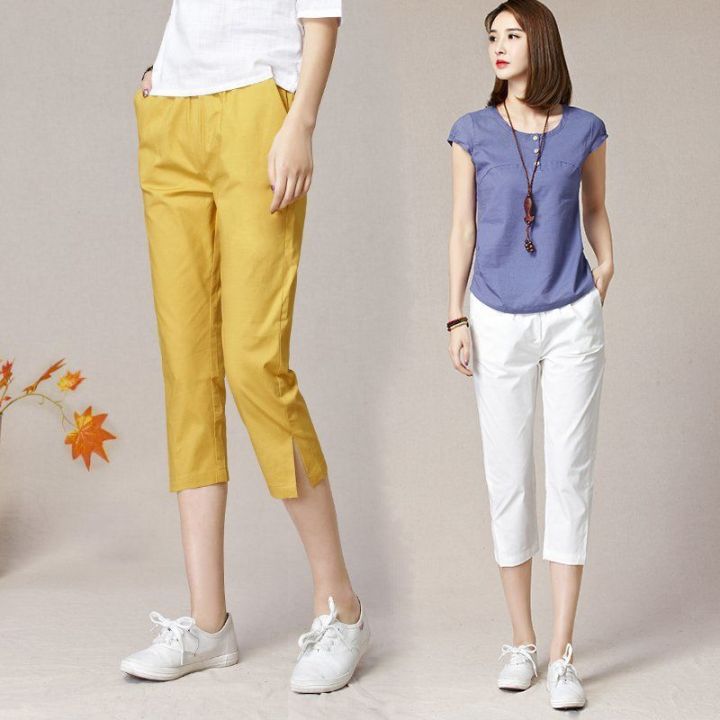 Ladies Pants Summer New Loose And Thin Ladies Fashion Casual Pants Korean High Waist Women Seven 6486