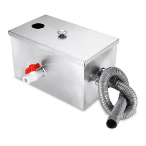 Stainless Grease Trap Oil-Water Separator High Quality Stainless Steel 8 lbs 5GPM Gallons per minute stainless steel Grease Trap For Restaurant Kitchen oil Filter Free Accessories Sewage Treatment Filter Top Inlet