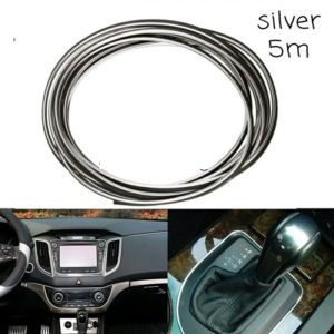 List Dekorasi Interior Mobil Panjang 5 Meter WARNA CHROME Bahan PVC Lis Chrome Termasuk Alat Pasang