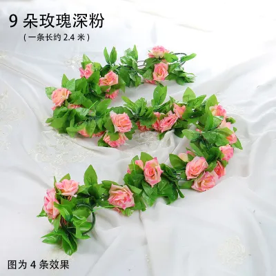 2.3M Bunga Rambat Palsu Bunga Juntai Imitasi Mawar Rose Artificial Dekorasi Dinding