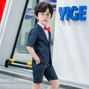 lontakids 3-11 Years Kids Boys Formal Suit Blue Jacket Shorts With Bowtie And Corsage Tuxedo Set Wedding Birthday Party Gentlemen Outfit
