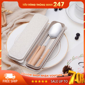 Bộ Thìa Dĩa Lúa Mạch Inox Chống Gỉ Cán Gỗ Cao Cấp Tặng Kem Hộp Đựng Sang Trọng Tiện Dụng Cho Mỗi Gia Đình