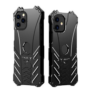 R-just For iPhone 16 15 14 13 12 11 Pro Max mini X Xs XR Xs Max 7 8 8 Plus SE 2020 Casing Super Hero Cool Design Shockproof Armor Aluminum Alloy Metal Case Bat Logo Men Back Cover Protector Case