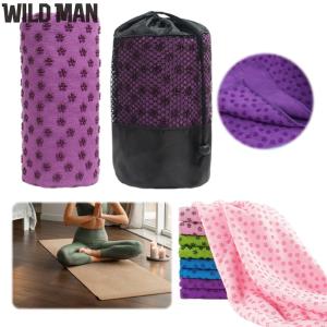 Soft Hot Yoga Towel with Mesh Carrying Bag Sweat Absorbent Pilates Mat Grip Dots Fitness Mat for Outdoor Travel Sports