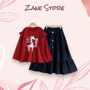 Elies Setelan Baju dan Rok Anak Perempuan Crinkle Airflow 6-14 Tahun Baju setelan anak viral