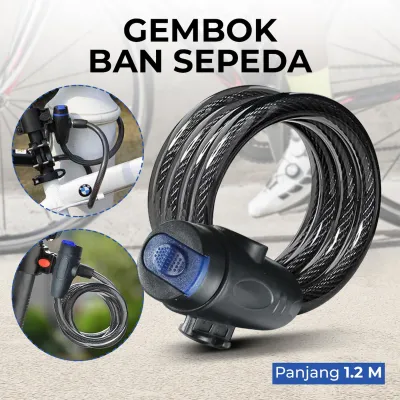[ BAYAR DI TEMPAT ] - Gembok Sepeda Kabel 1.2m - Gembok Sepeda Bentuk Tali Menggunakan Kunci - Kunci Sepeda Bentuk Tali - Gembok Tali - Kunci Tali - Gembok Sepeda Tali - Kunci Sepeda Tali - Pengunci Pengaman Sepeda Bentuk Tali - Kunci Gembok Wheel Up