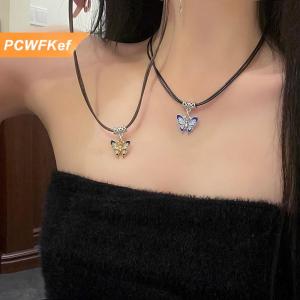 【PCWFKef】 Trung Quốc Phong Cách Thời Trang Retro Bện Dây Vòng Cổ Bướm Hoa Mặt Trăng An Toàn Khóa Mặt Dây Chuyền Vòng Cổ Cho Phụ Nữ Đồ Trang Sức Cổ Điển