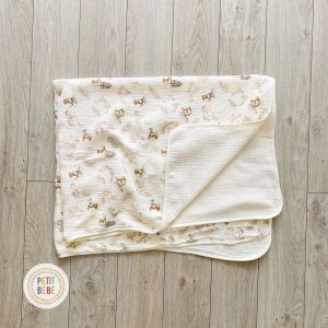 Chăn Muslin 4 Lớp Cho Bé 100x120cm PETIT BEBE – Thấm Hút Tốt Thoáng Khí Viền Thủ Công