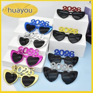 huayou 2026 Number Eyeglasses 2026 Happy New Year Glasses Glitter Sunglasses Cosplay Prop Xmas Party Decoration Funny Glasses