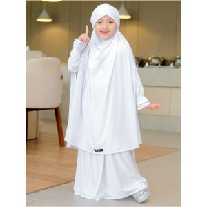 French Khimar Khadija Set Gamis Anak Perempuan Usia 3-11 Tahun Bahan Jersey