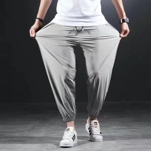 【Plus Size】45-130KG Men Ice Silk Cool Long Pants Stretch Casual Loose Jogger Pant