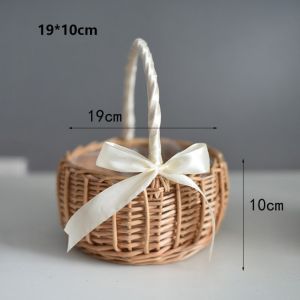 OKL9 Đan thủ công Giỏ cầm tay giả mây Nhiều phong cách có tay cầm Giỏ hoa dệt Chất lượng cao. Giỏ đựng đồ bện Trang trí nhà cửa / Trưng bày trên bàn phục vụ tại nhà hàng