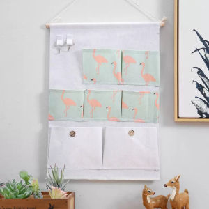 OSQ 3-7 Pockets Waterproof Linen Cotton Fabric Wall Hanging Storage Bag for Home Organizer