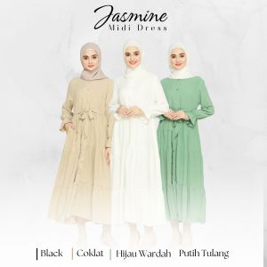 Gamis Dress Midi Crinkle Jasmine Plus Tali Panjang