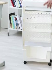 5Tier Rolling Tableside Bookshelf School Classroom Office Home Book Storage Rack Desk File Organizer
