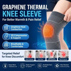 Graphene Warm Knee Pads Thickened Thermal Knee Sleeves Anti-Slip Breathable Patella Knee Support for Outdoor Sports Exercise and Everyday Use