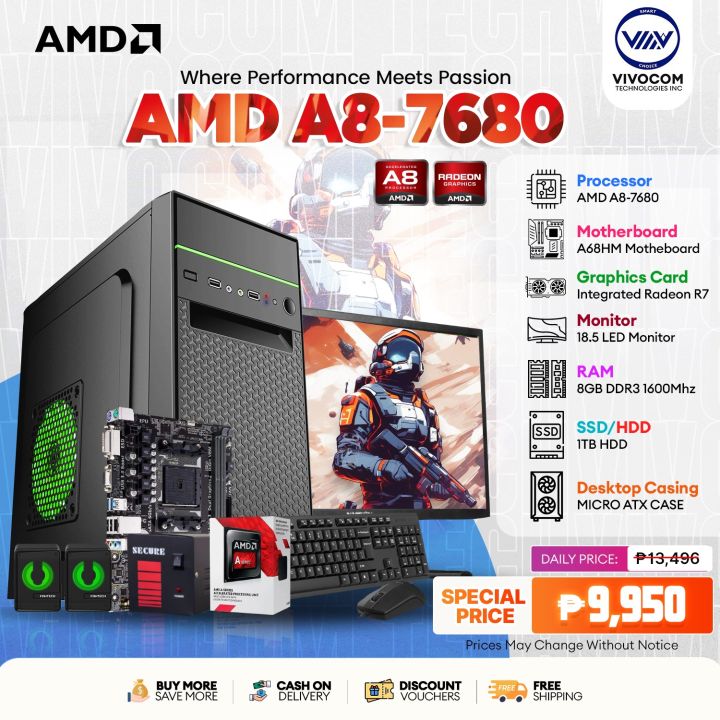 AMD A8-7680 Processor | A68HM Motherboard | Integrated Radeon R7 | 8GB ...