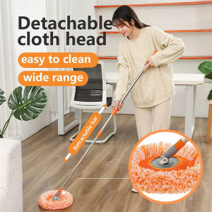 Rotatable Cleaning Mops with Replaceable Mop Heads Round 360 Degrees Rotating Floor Mop Pole Household Cleaning Tools