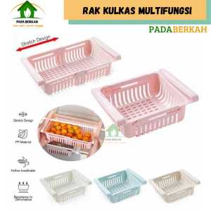 Rak Kulkas Multifungsi Serbagunan / Storage Box Kulkas /Rak Tambahan Kulkas Serbaguna Sliding Rack Multifungsi Organizer Kulkas