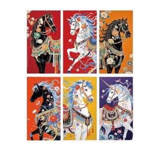 okdeals01 2026 red packet 马年红包封 6pcs Traditional Chinese New Year Envelope Cartoon Horse Year Design Money Envelope Lucky Symbol Blessing Gift Envelopes Spring Festival