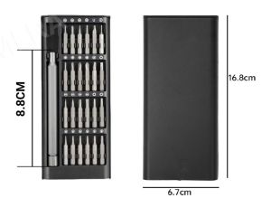 Bộ tua vít đa năng mini 24 đầu và 1 cán xoay chất liệu thép từ tính cao cấp sửa chữa máy móc điện tử cỡ nhỏ