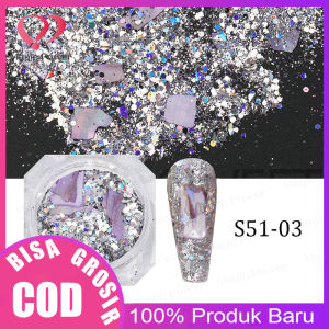 Bubuk Glitter Sequin Kristal Campur Warna Kutek Gel UV Dekorasi Nail Art DIY