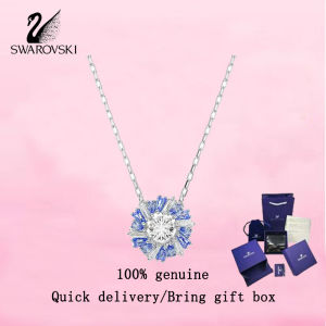 💎 Swarovski 💎 Womens fashion necklace S925 Sterling Silver Mixed Cut Flowers Blue Crystal Gemstone 5680013 Idyllia Pendant Valentines Day gift Birthday gift