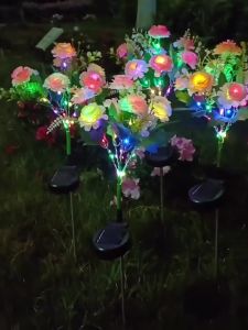 Solar Hibiscus Light Outdoor Solar Flower LED Lights Cemetery Graveyard Yard  Party Christmas Decor