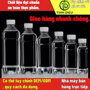 TINH DIEU Chai Nhựa PET Vuông 280ml 320ml Có Nắp Vặn Đựng Nước Ép Sữa Trà Cà Phê Trong Suốt Bán Sỉ