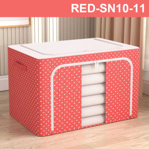 Lipat kotak penyimpanan pakaian serbaguna mainan box tahan lembab storage box baju besar organizer frame baja Double Zipper Large Box 24L 66L 100L