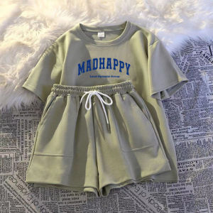 Loose Large Size Summer Sports Suit Casual Short Sleeve T Shirt Shorts Two Piece Set Loose Western Style Leisure Sports Running Shorts Two-piece Set