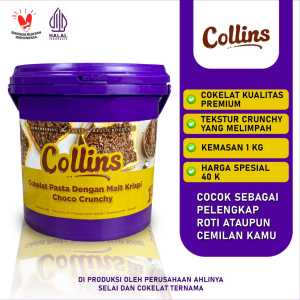 COLLINS CHOCO CRUNCHY Kemasan 1Kg (Pail) - Selai Coklat Malt Krispi - RECOMMENDED - BEST SELLER