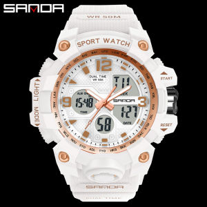 SANDA Top Brand Luxury Womens Watches Casual Women Led Digital Quartz Clock Fashion Pink Waterproof Outdoor Sports Wristwatch