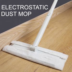 180 Degree Rotatable Flat Mop Static Dust-Removal Paper Cloths Tissue Dust Cleaning Removing Dirt Electrostatic Mop Lazy Magic Mop Wiper Household Clean Floor Cleaner Towels Plate Easy Sweeper Cleaning Tool Dry Wet Sheet Towel Wipes Pad