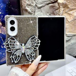 Butterfly Case for Samsung Galaxy Z Fold 8 Ultra/8/7/6 Bling Cover | Pink Rhinestone Crystal Design Sparkle Glitter Protection Cute Shockproof Style for Women & Girls